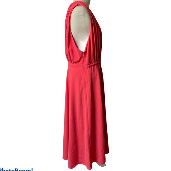 Halston Heritage Coral Sleeveless Crepe Halter Flowy Dress Women's Size 12 NWT - Picture 6 of 10